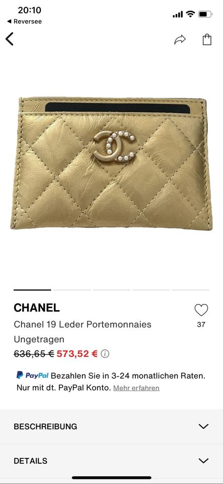 orig. Chanel cardholder Kartenetui gold Perlen CC in Paderborn