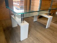 Schöner Couch/Wohnzimmer Tisch mit 2 Glasscheiben + weißem Fuß Nordrhein-Westfalen - Overath Vorschau