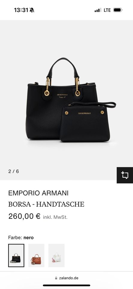 Emporio Armani BORSA Handtasche schwarz neuwertig 260€ in Schlüsselfeld