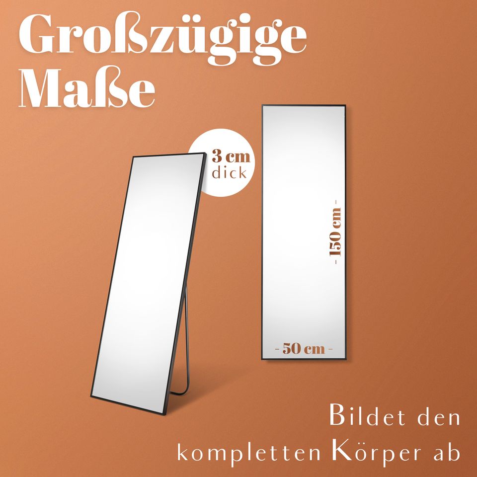 SHOP AUFLÖSUNG!! NEUE Spiegel Schwarz Gold- Standspiegel 150x50cm in München