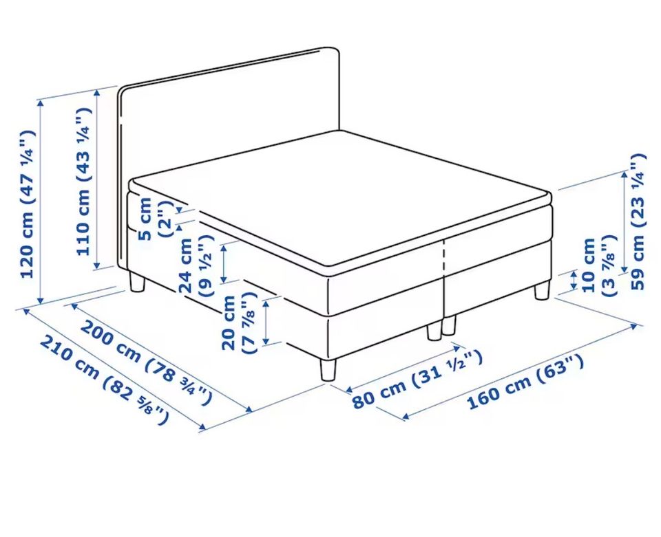 Boxspringbett IKEA Dunvik - 1,60 x 2,00 m in Bad Nenndorf