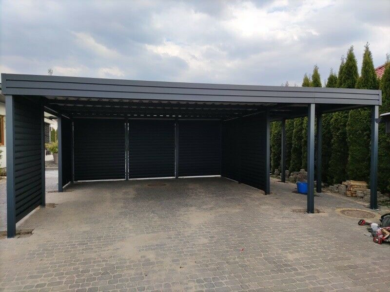 Doppelter Carport 6x6 m Stahlhalle Fertiggarage Moderne Garage in Görlitz