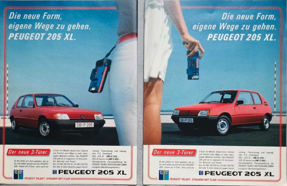 Peugeot 205 Reklame Berichte GTI XL XS XR GR Turbo 16 Rallye in Hanau