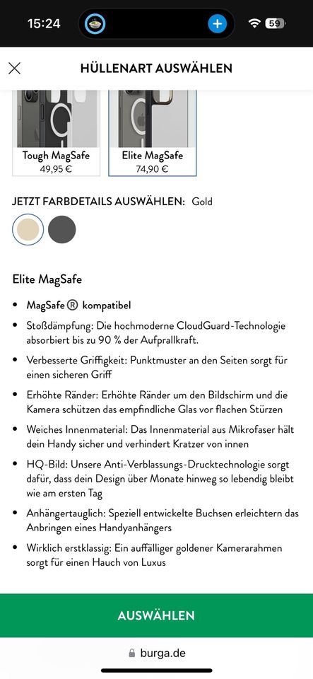 BURGA Handy Hülle (Elite MagSafe) für iPhone 14 PRO in Erfurt