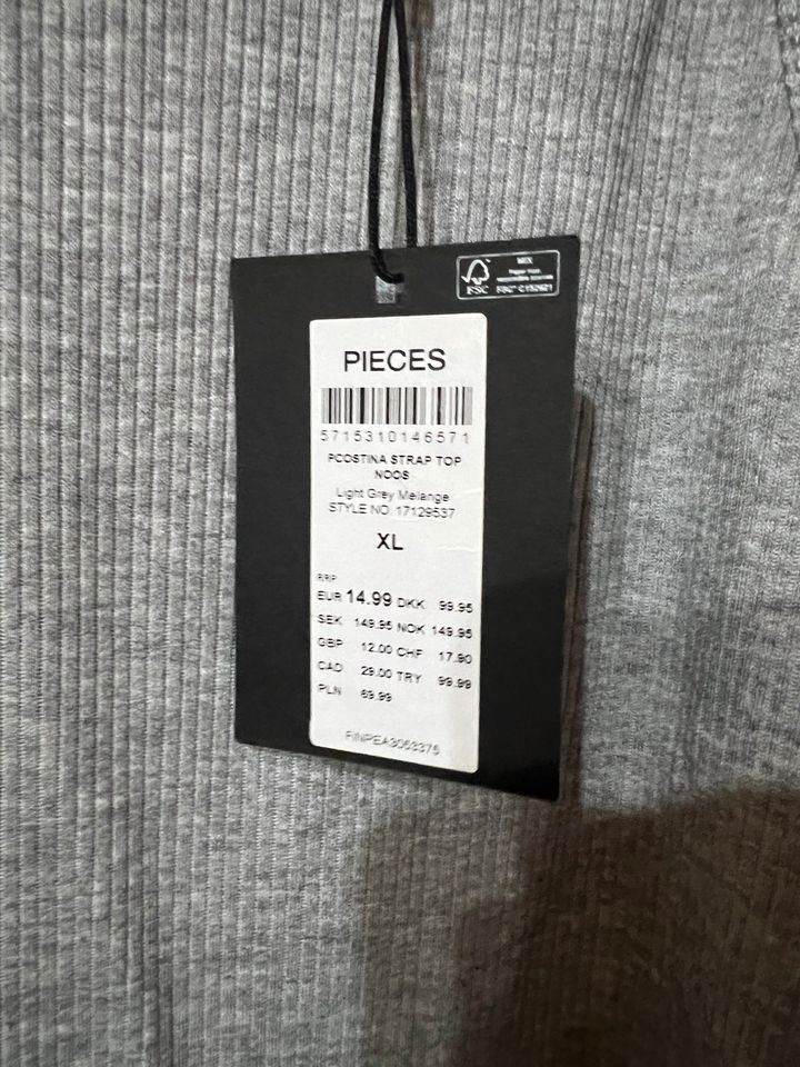 Graues Top von Pieces Gr.XL in Frankenthal (Pfalz)