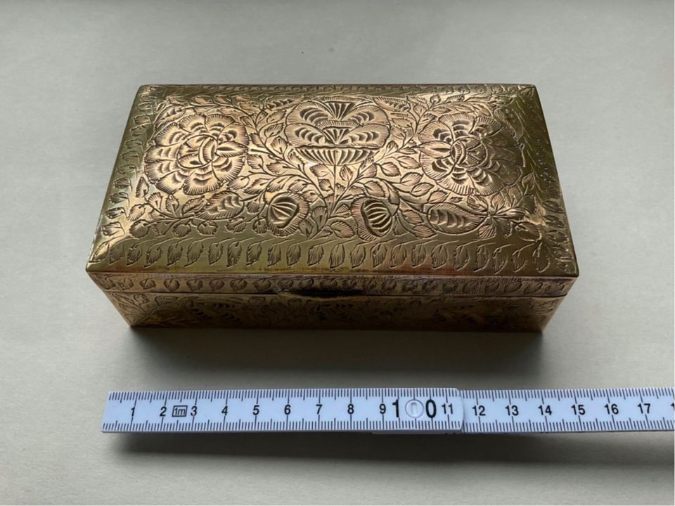 Vintage Engraved Brass Trinket Box