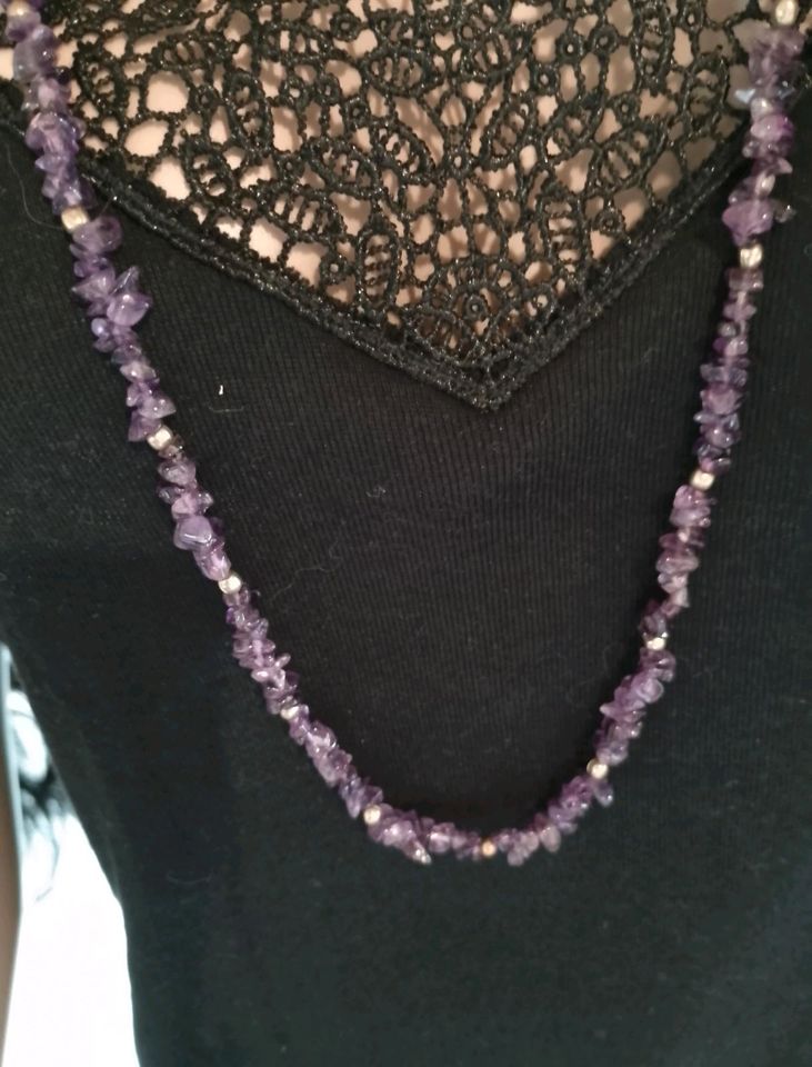 Kette Amethyst echte Steine Länge Vintage  Edelsteine 92cm in Bayreuth