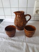 DDR Weinkrug und 2 Becher Saftkrug Krug braun Sachsen - Thum Vorschau