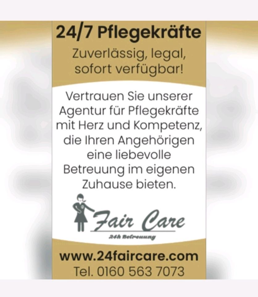 24h Pflegekräfte mit Herz und Kompetenz privat statt Pflegeheim in Fulda