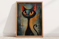 Schwarze Katze Cat Fine Art Poster Wandbild Kunstdruck 30x40, NEU Berlin - Wilmersdorf Vorschau