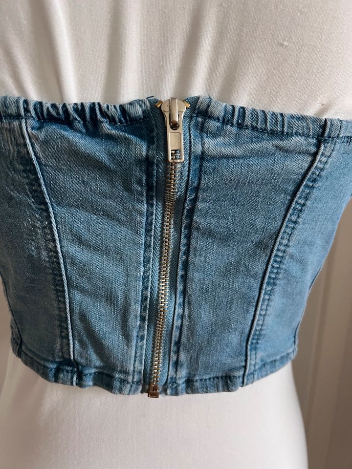 Amisu New Yorker Oberteil Bluse Jeans Denim Puffärmel Cropped in Wiesbaden