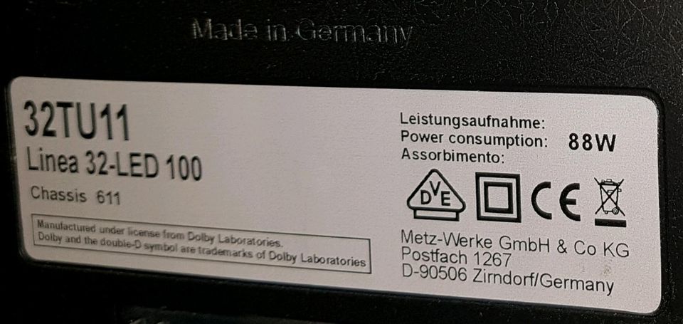 Fernseher METZ Linea 32 LED 100 - funktioniert! in Ludwigslust