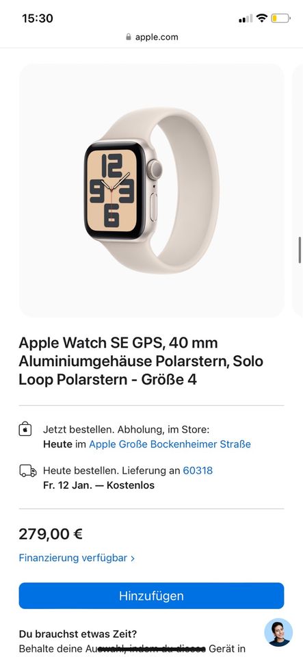 Apple Watch SE 2. Generation 40mm Starlight  Aluminium GPS in Wismar