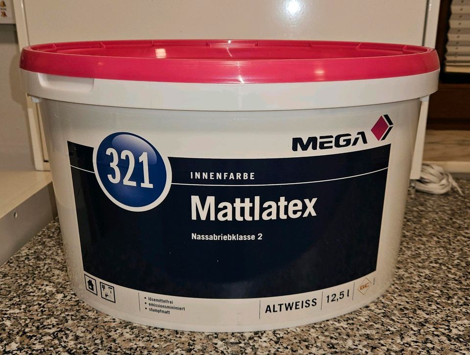 NEU MEGA Mattlatex 321 Altweiß 12,5l Innenfarbe, altweiss Feb.24 in Appen