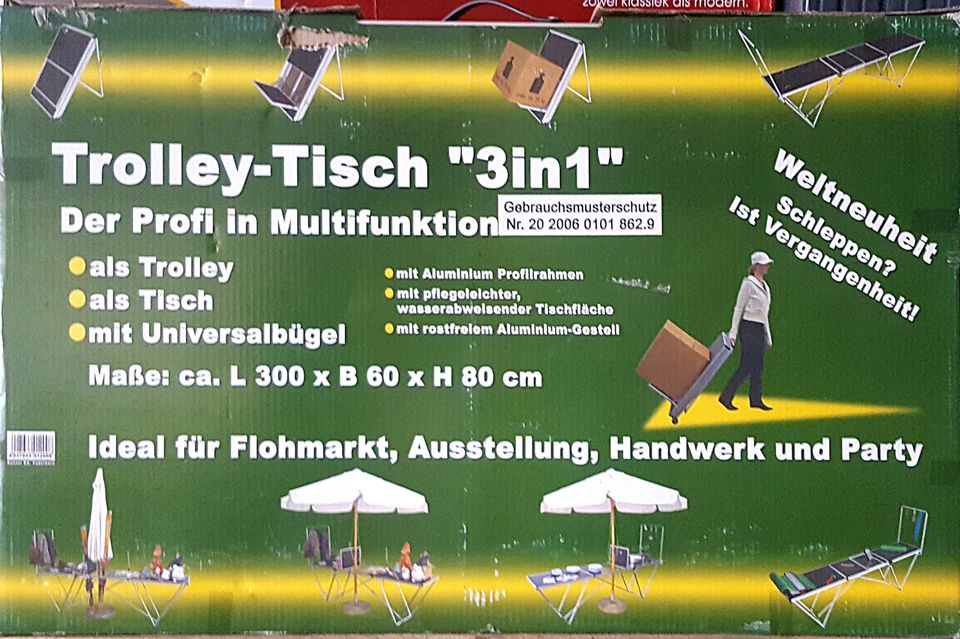 ALU Profi Trolley-Tisch "3in1" Multifunktion Flohmarkt Party OVP in Volkmarsen