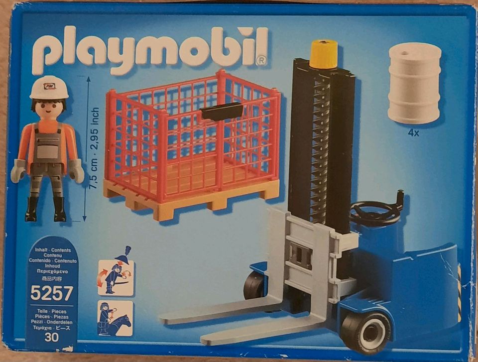 5257 Playmobil Stapler 4 Fässer Hubfunktion Gitterbox in Detmold