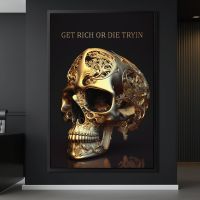 LUXUS GOLDEN TOTENKOPF MOTIVATION TEXT , WANDBILD , DEKO LEINWAND Stuttgart - Stuttgart-Ost Vorschau