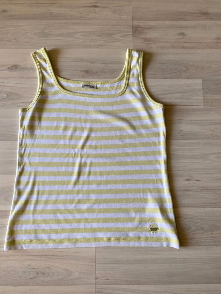 Street One Top Tanktop Sommershirt Gr: 38- 40 weiß gelb streift in Camburg