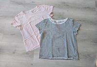 ♥️ H&M 2 Basic T-Shirts rosé/gestreift schwarz-weiß Gr. M Nordrhein-Westfalen - Marienheide Vorschau