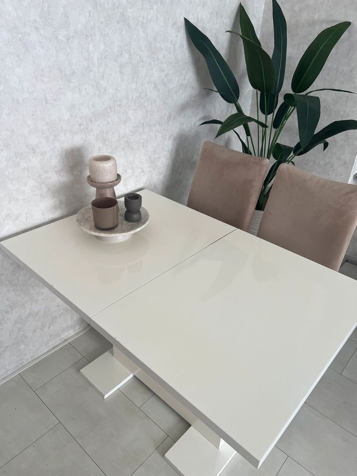 Esstisch weiß Hochglanz 120x80 ausziehbar 150 Tisch Wohnzimmer in Leverkusen