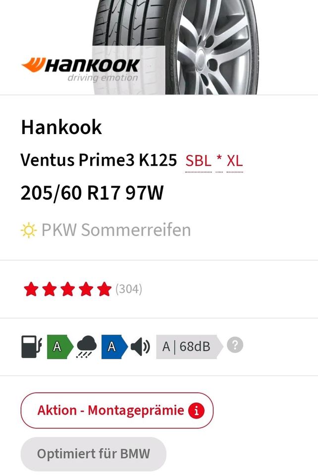 4x Sommerreifen 205/60 R17 97W * Hankook neu in München