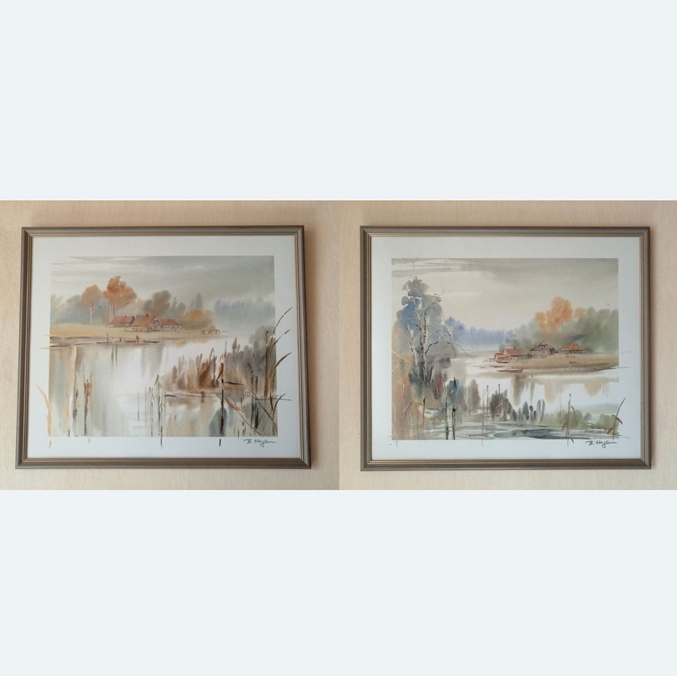 2 Aquarell-Bilder / Kunstdrucke von B. Hagen in Glückstadt