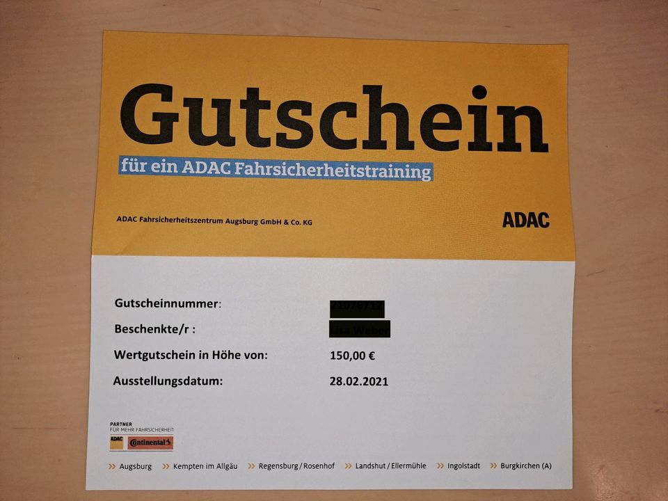 150€ ADAC Gutschein für ein Fahrsicherheitstraining in Geisenfeld