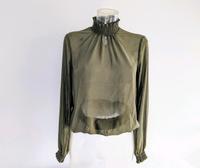 Chiffon Bluse khaki gesmokter Bund XS 34-36 transparent  ( 474) Niedersachsen - Bassum Vorschau