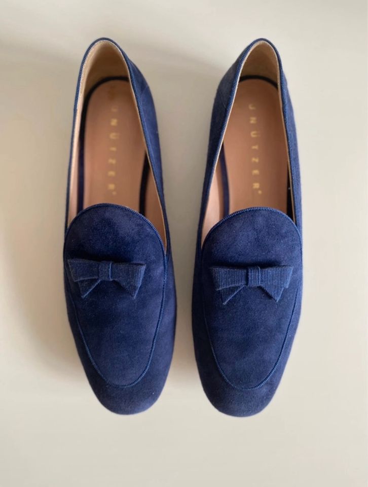 Unützer Damenschuhe Ballerina Loafer Mokassins Leder blau Gr.38,5 in München