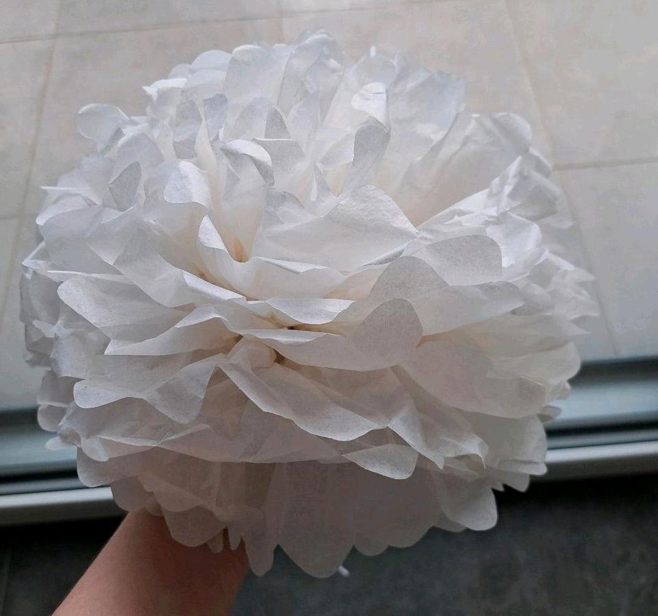 Weiße Seidenpapier Pompons als Deko (z.B. Party/Hochzeit) in Lichtenfels