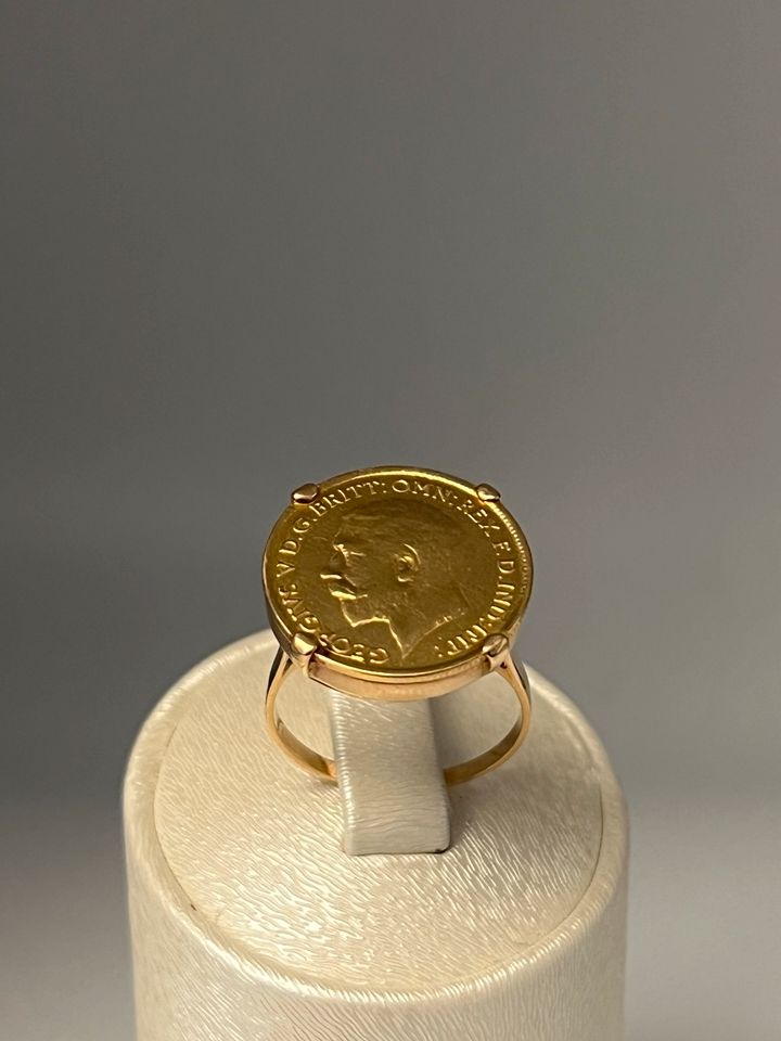 1911-1932 Großbritannien 750 Gold Ring 22k Münze George V. FJV in Essen