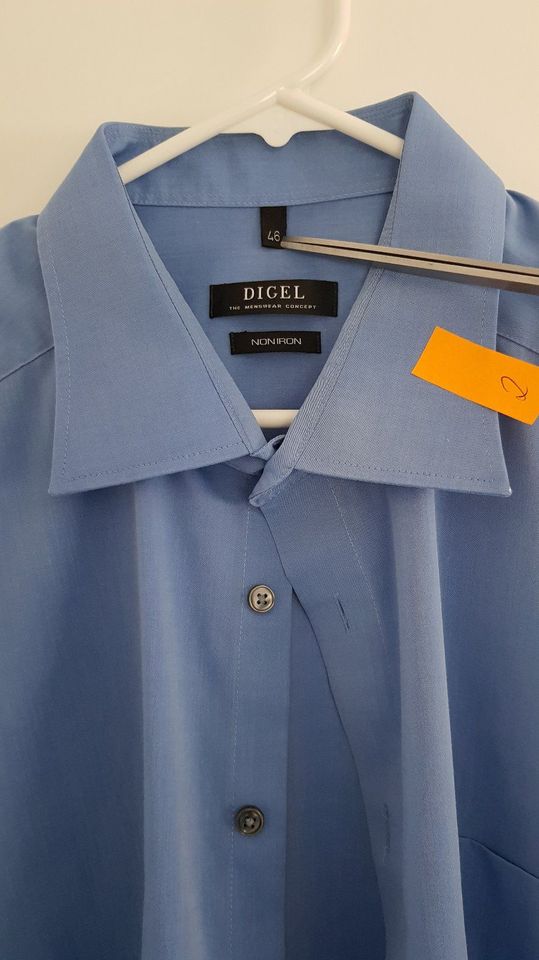 Digel non iron Langarm 46, blau wie neu, Herren Hemd Nr. 2 in Lorch