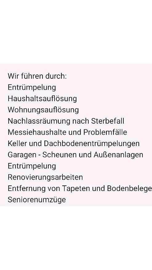 Wohnungsauflösung, Entrümpelung, Sperrmüll Entsorgung in Nürnberg (Mittelfr)