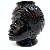 Übertopf Vase Glas schwarz 19 cm Blumentopf figürlich Bubikopf Nordrhein-Westfalen - Marl Vorschau