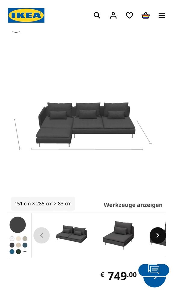 Ikea Couch SÖDERHAMN in Solingen