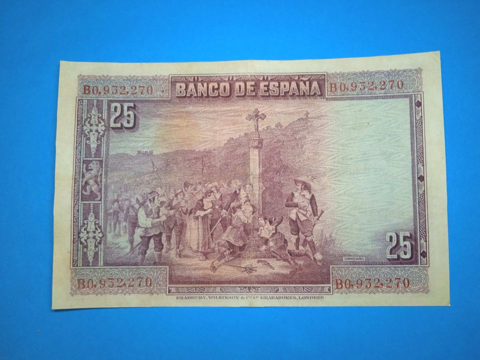 Banknote Geldschein Spanien - 25 Pesetas 1928 in Bad Brambach