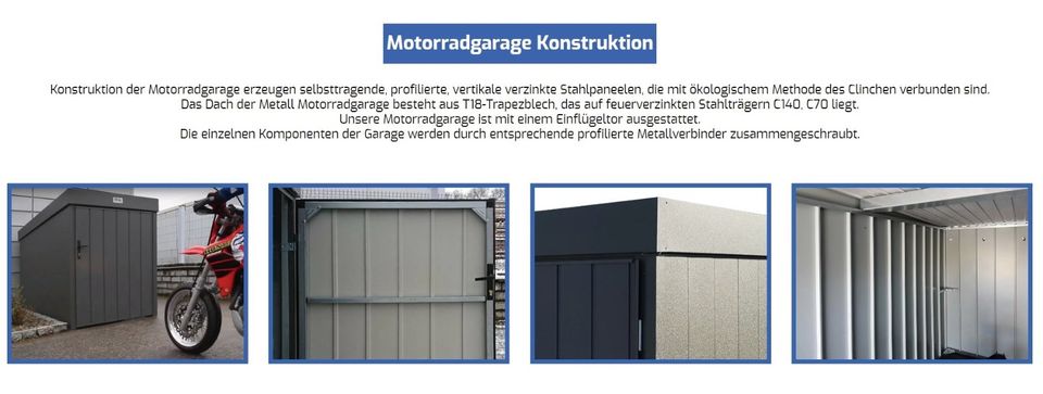 ⭐⭐⭐Motorradgarage aus Polen mit einem Vorderradhalter Parksystem I Motorradgarage Bausatz aus Polen in Berlin