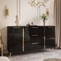 NEU! Kommode 158 cm Sideboard schwarz, weiß Hochglanz gold Beine Berlin - Tempelhof Vorschau