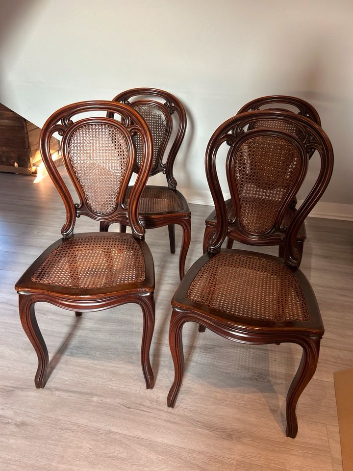 4 antike Stühle von Louis Phillip, Esszimmerstühle 1900 in Herne
