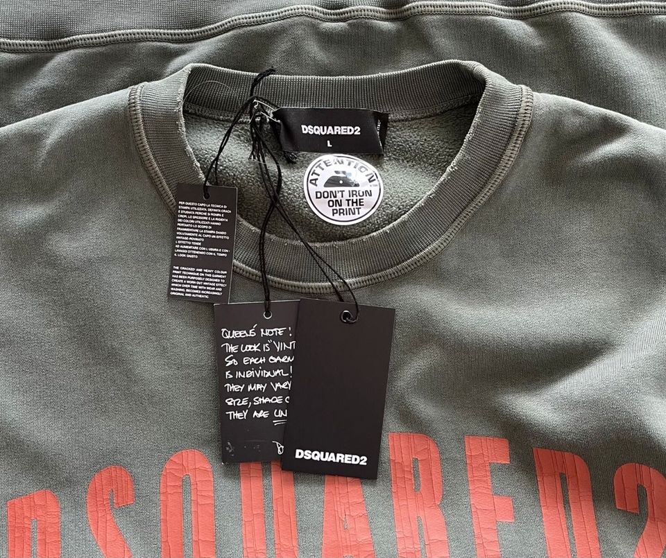 DSQUARED2 Herren Sweatshirt Gr. L khaki Logo in Krefeld