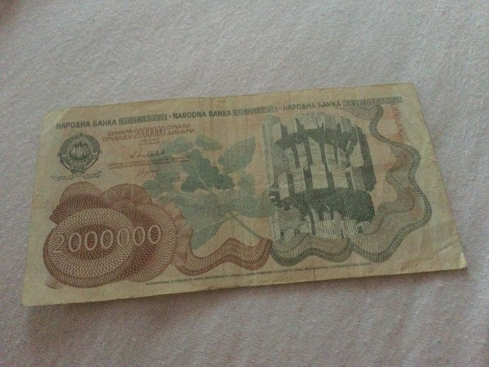 2000000 Dinar Banknote aus Jugoslawien zu verkaufen in Lindau