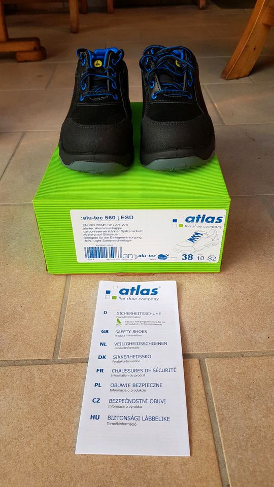 Neu OVP Atlas Sicherheitsschuh alu-tec 560 S2 gr.38 weit10 in Oberwesel