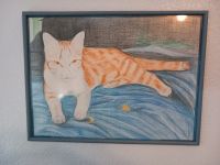 Gemälde Katze, 65 x 50cm, gerahmt hinter Glas Berlin - Steglitz Vorschau