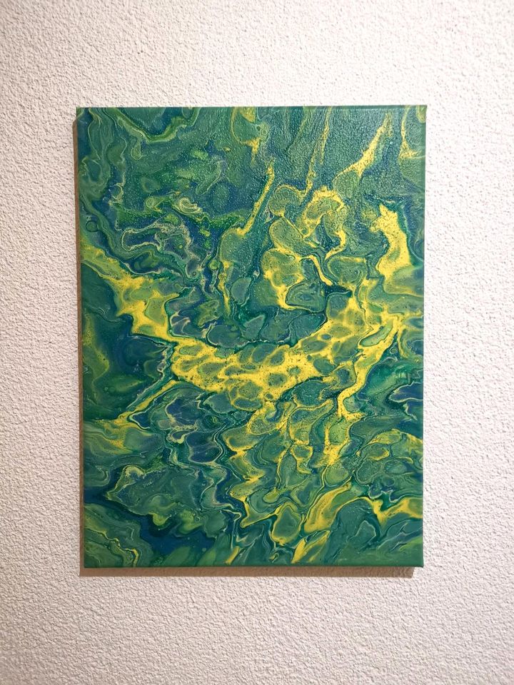 Acrylic pouring | „jungle lake“ bemalte Leinwand in Eckental 