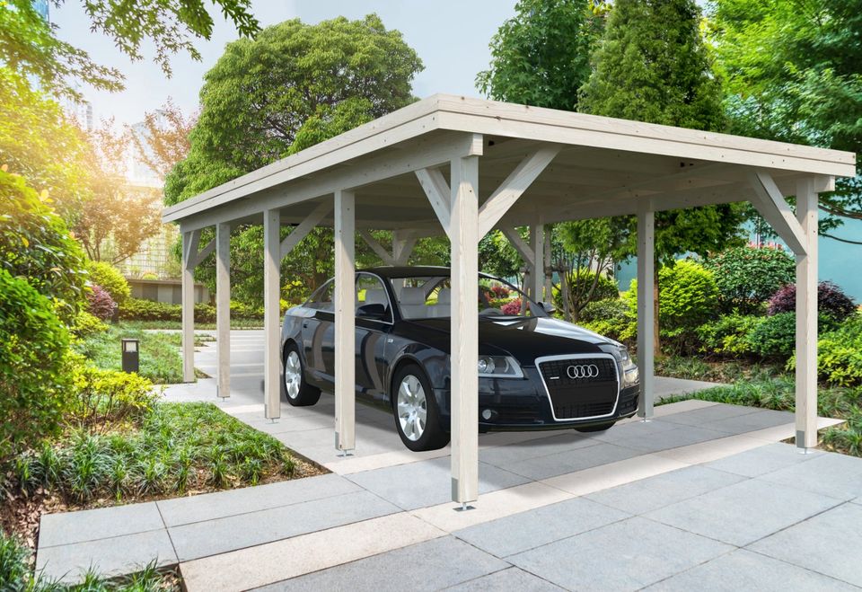 Einzelcarport Karl 23,1 m² Inkl. Trapezblech 360 x 762 cm Gerätehaus Geräteschuppen Holzhaus Schuppen Gartenlaube Gartenschuppen Gartenhäuser Gerätehäuser Holzhäuser Satteldach Holzschuppen in Birstein