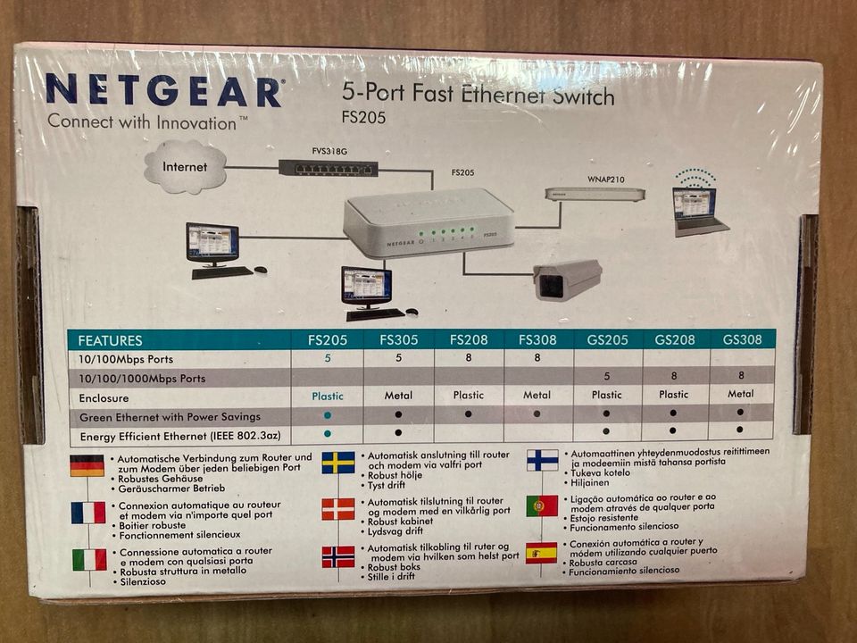 NETGEAR FS205 5-Port Fast Ethernet Switch NEU OVP in Essen