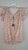 Bluse Shirt Top floral romantisch L VERO MODA beige rosa Hessen - Bad Arolsen Vorschau