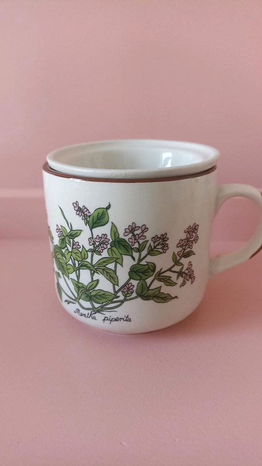 Vintage Teetasse Thymian Keramik Deckel sieb Englisch in Rostock