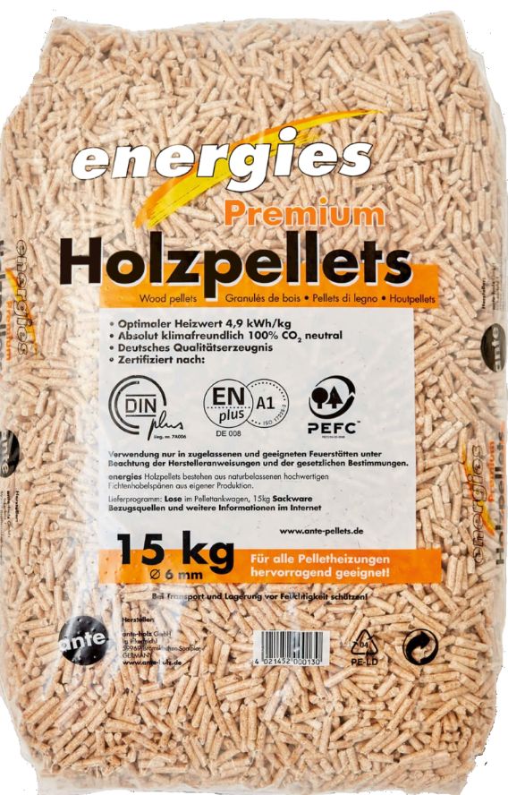 Holzpellets - energies Pellets 975kg auf Palette 65 Säcke á 15 kg in Datteln