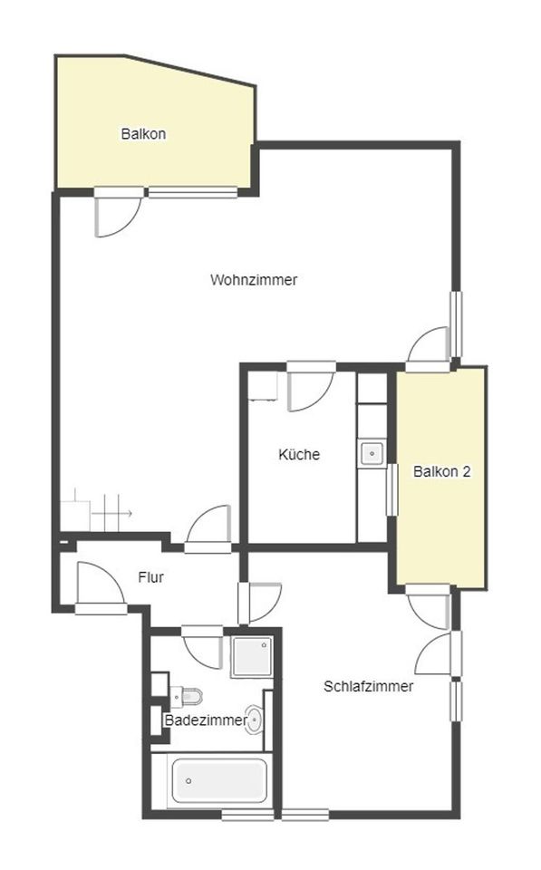 Gesamtfläche ca. 95 m²: Lichtverwöhnter 2,5-Zimmer-Maisonettetraum mit 2 Balkonen in ruhiger Lage in München